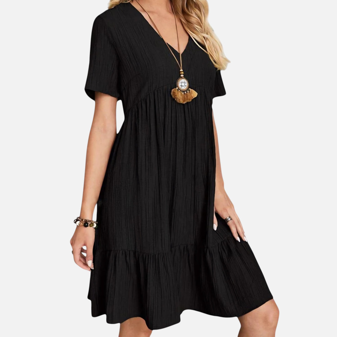 Ariste | Robe ample à col en V et manches courtes pour femme