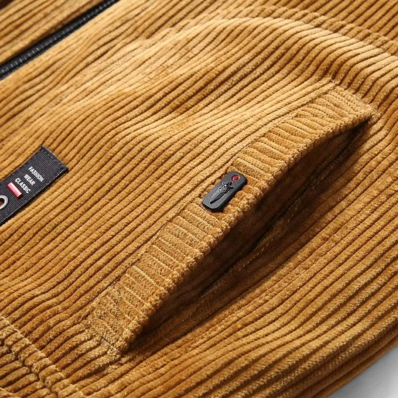 Ariste | Manteau d'hiver pour homme en velours côtelé avec col en fourrure