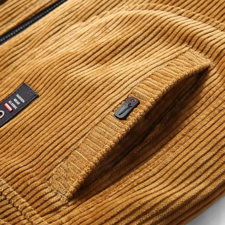 Ariste | Manteau d'hiver pour homme en velours côtelé avec col en fourrure